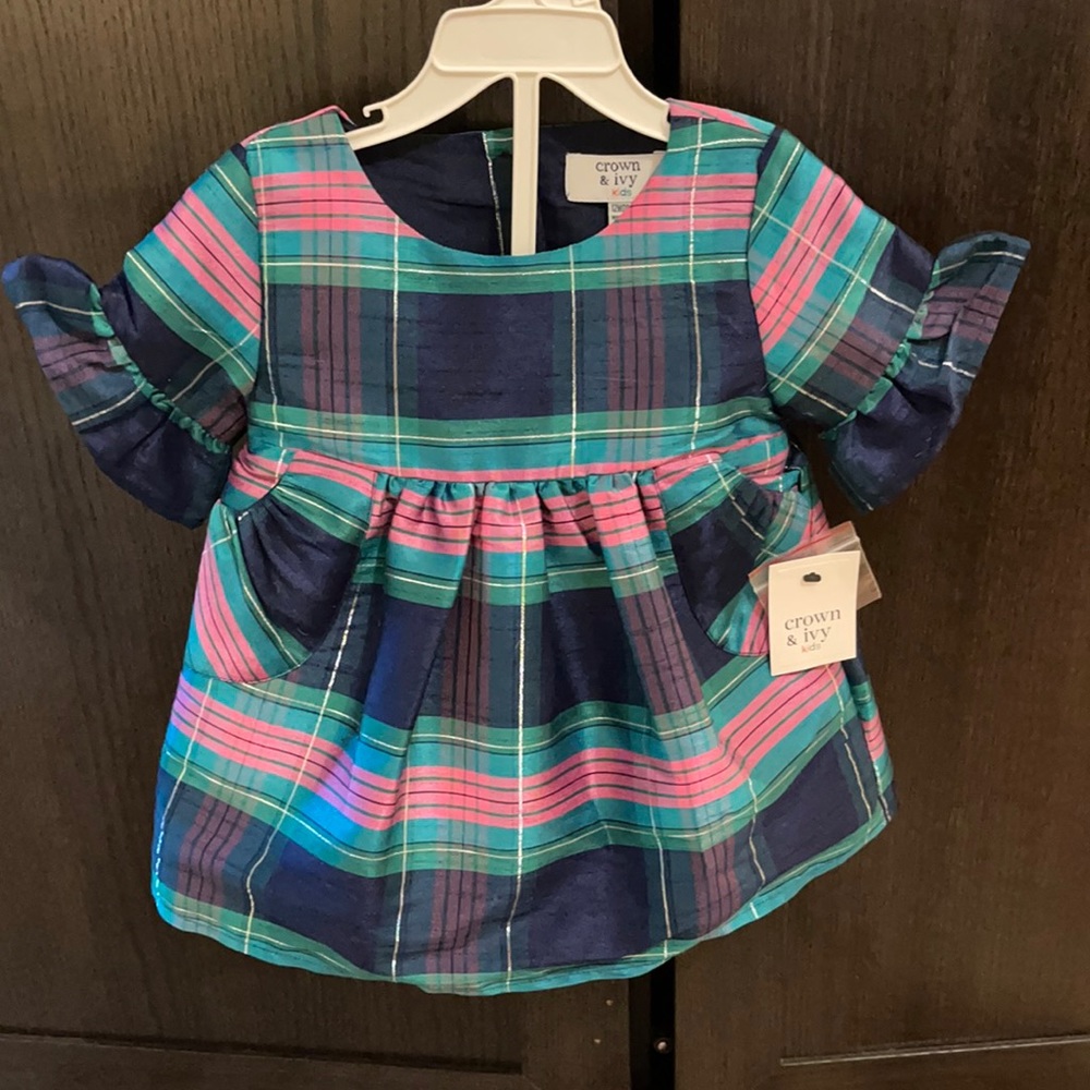 Crown & Ivy Baby Tartan Dress w Pockets 12mo